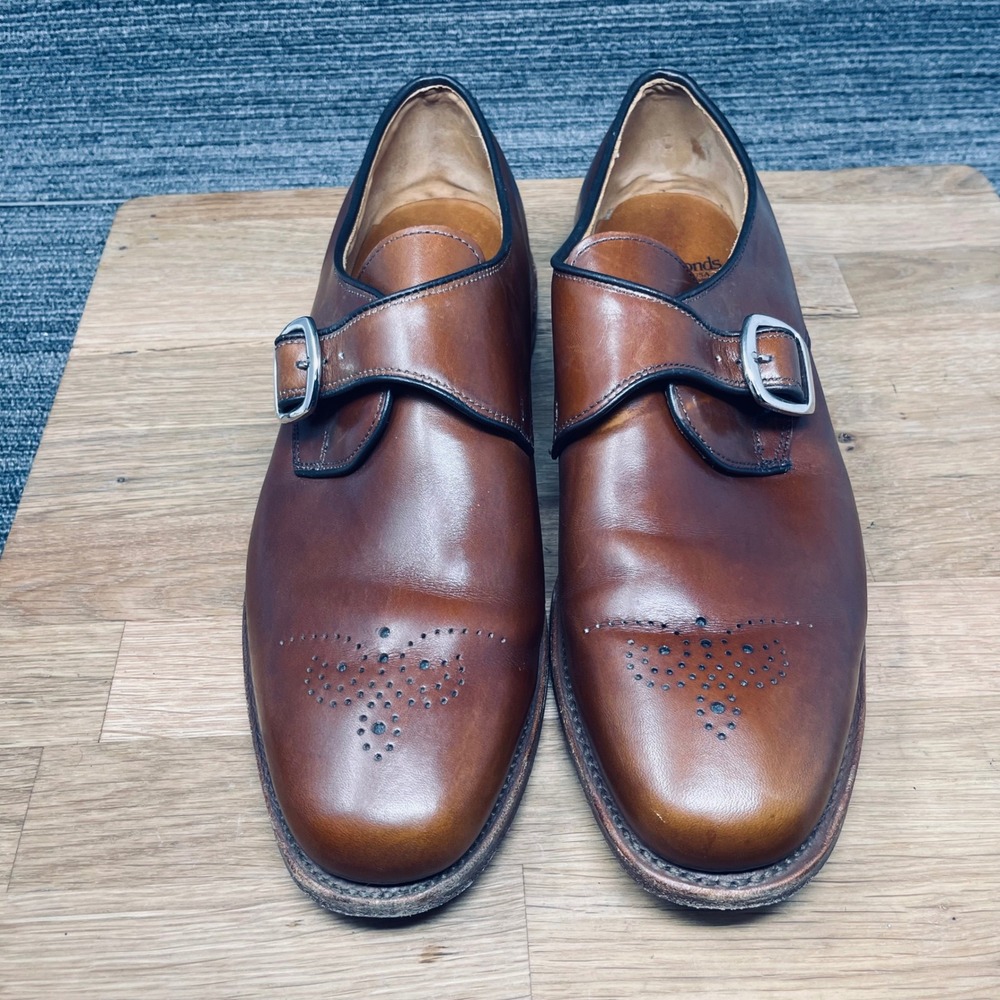 Allen Edmonds Holt Monk Strap Shoes Men 10.5 D Brown Leather Medallion Toe 2142